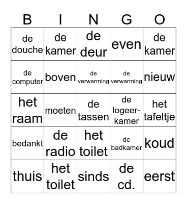 uit logeren Bingo Card