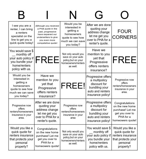 Pha Bingo Card