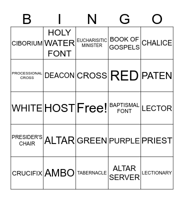 PEOPLE AND OBJECTS AT MASS Bingo Card