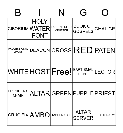 PEOPLE AND OBJECTS AT MASS Bingo Card