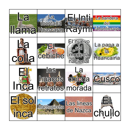 ¿Qué ves en Perú? Bingo Card