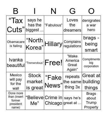 Spark Actions SOTU Bingo Card