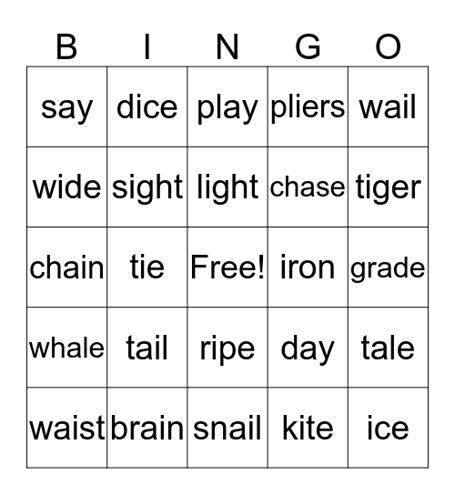 long a,i  Bingo Card