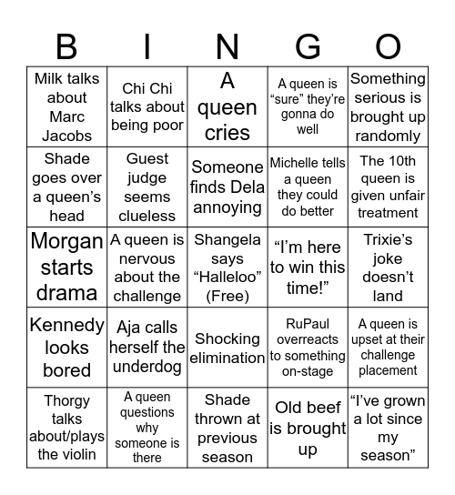 All Stars 3 Bingo Card