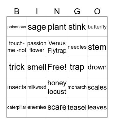 Plants that Trick and Trap Bingo Card