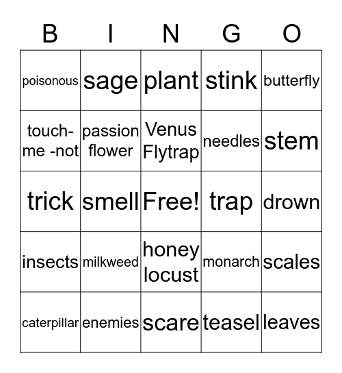 Plants that Trick and Trap Bingo Card
