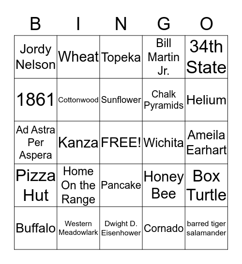 Kansas Day Bingo Card