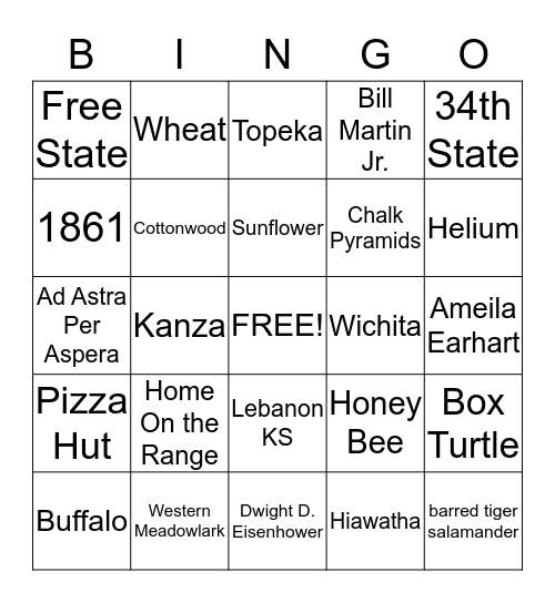 Kansas Day Bingo Card