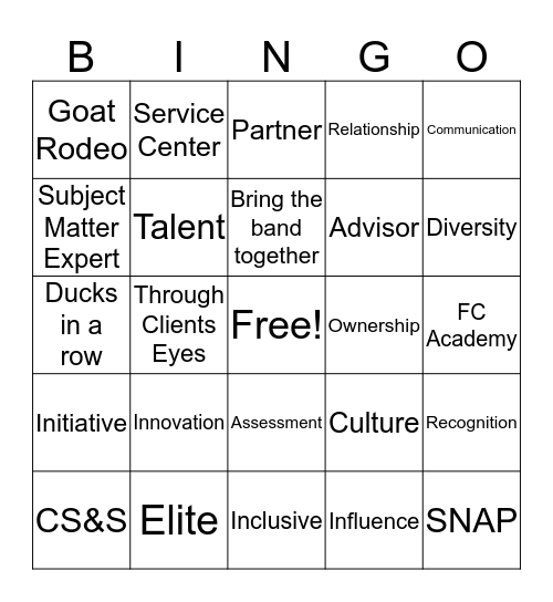 Investor Services  Bingo Card