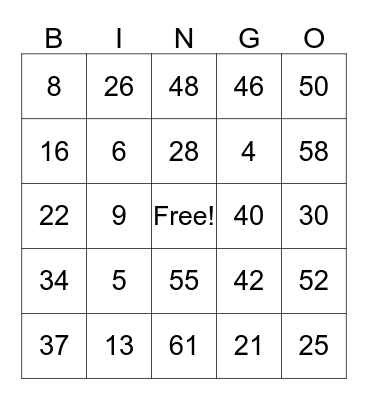 Place Value Bingo Card