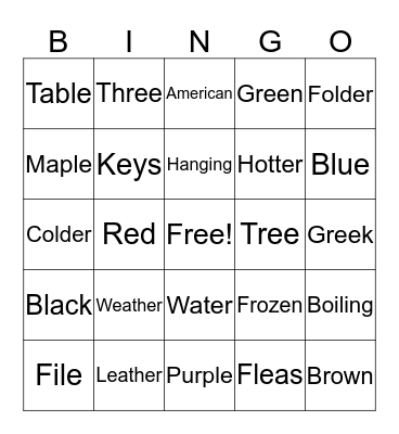 ESL Easy Bingo II Bingo Card