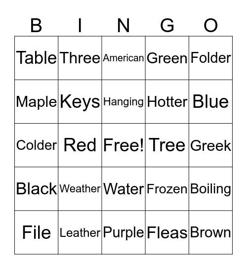 ESL Easy Bingo II Bingo Card