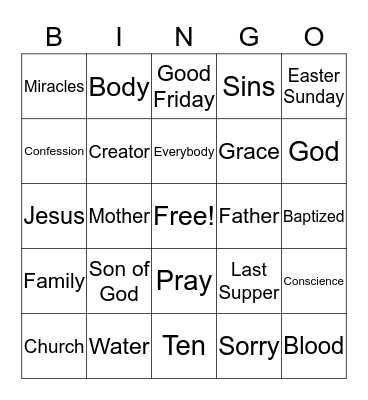 Bible Bingo Card