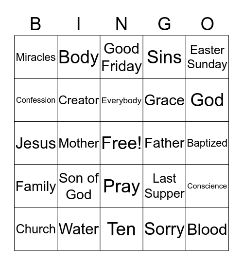 Bible Bingo Card