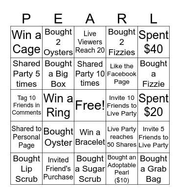 PEARLINGO Bingo Card
