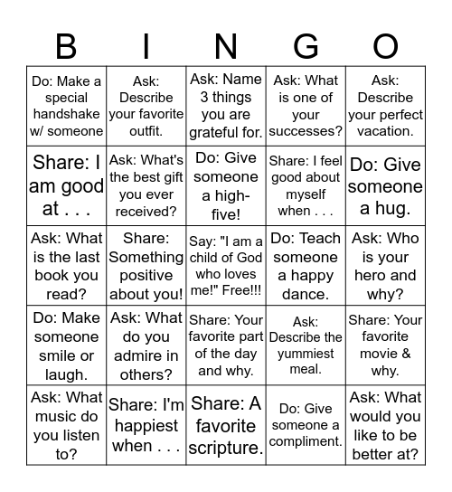 friendship bingo