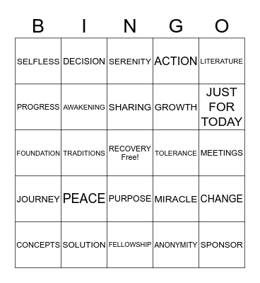 SPIRITUAL PRINCIPLES Bingo Card