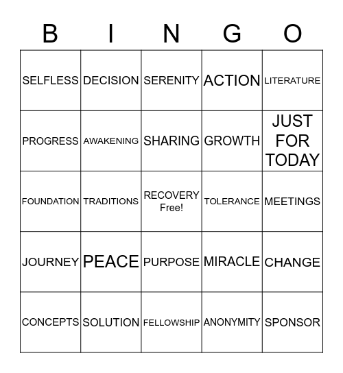 SPIRITUAL PRINCIPLES Bingo Card