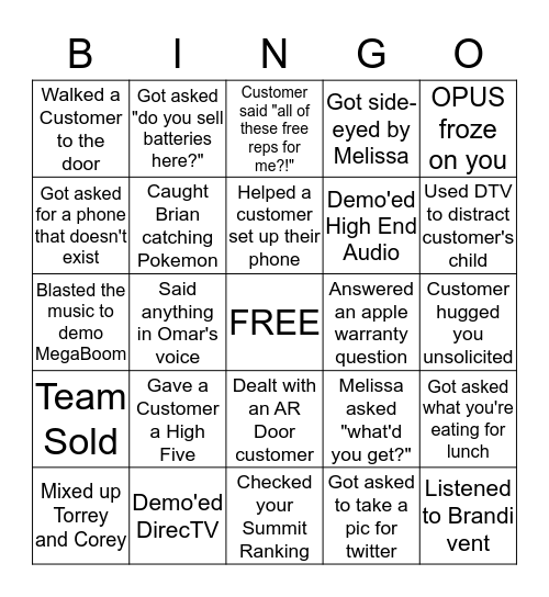 How's Your Friday? Bingo Card