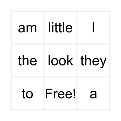 Sight Words 1-10 Bingo Card