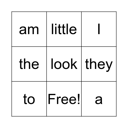 Sight Words 1-10 Bingo Card