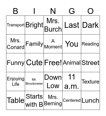 DW Yearbook Bingo Card