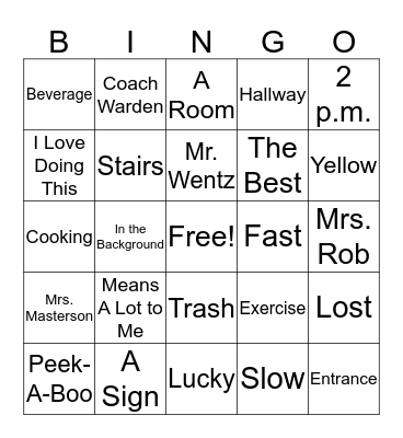 Pablo Yearbook Bingo Card