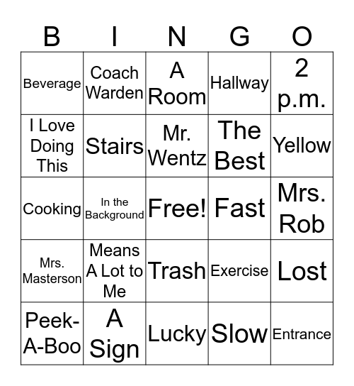 Pablo Yearbook Bingo Card