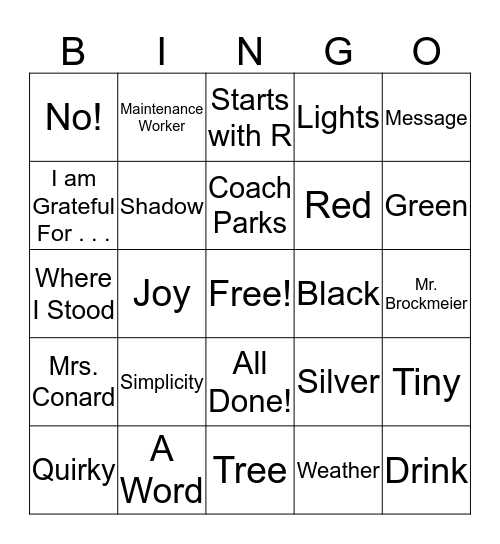 Lucia Yearbook Bingo Card