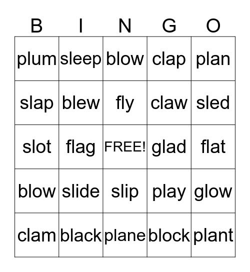 L Blend Bingo Card