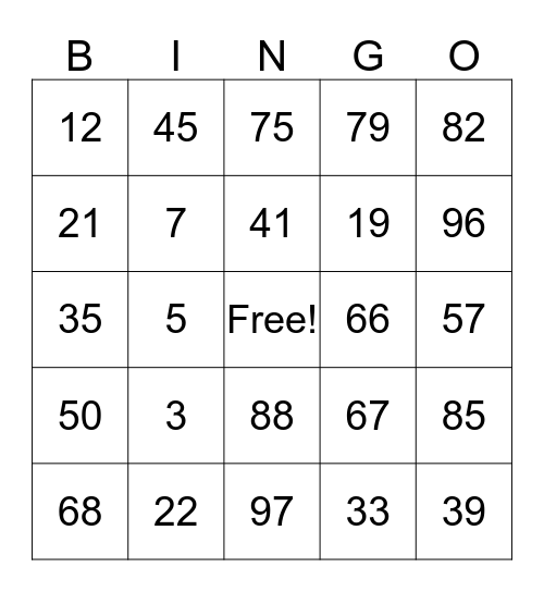 BINGO Card