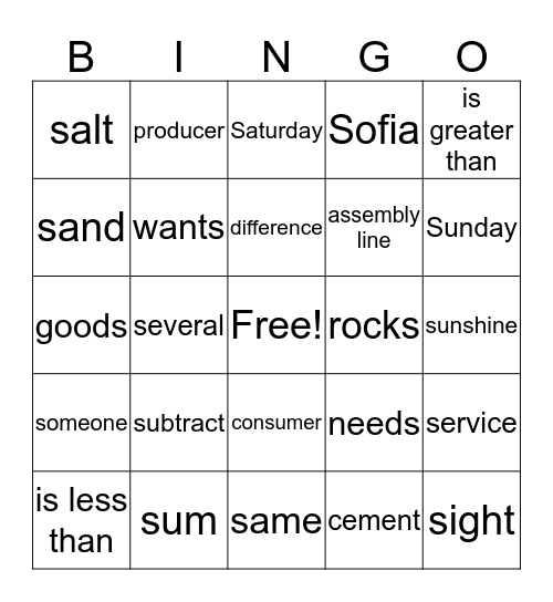 2nd Grade Bingo 1-26-18 Bingo Card