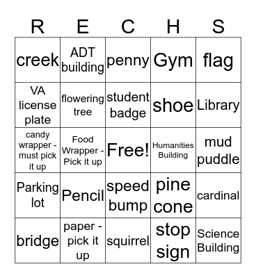 RECHS Bingo Card