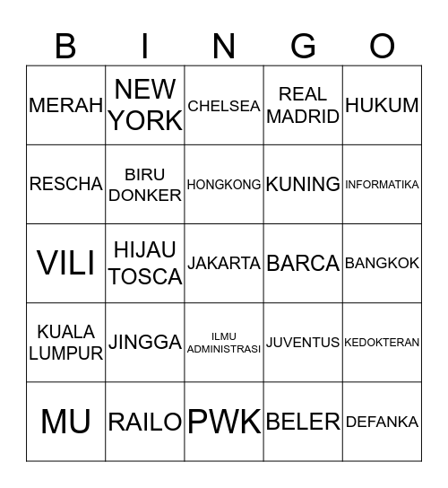 AXEL GANTENG Bingo Card