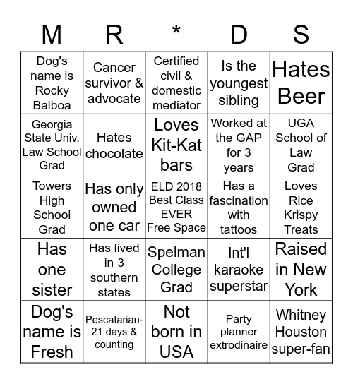 So You Think You Know Us... Miracle & Denienne's "Bingo-duction" Bingo Card