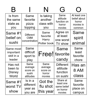 Don't Give Me That Attitude! Bingo Card