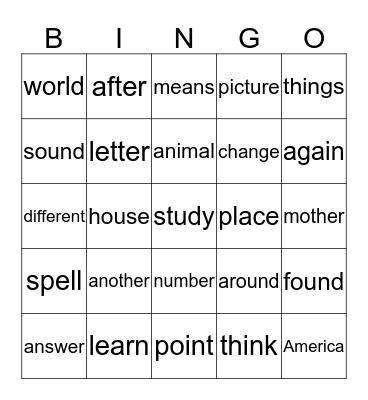 1st Grade Sight Words - Quarter 4 Bingo Card
