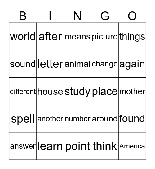 1st Grade Sight Words - Quarter 4 Bingo Card