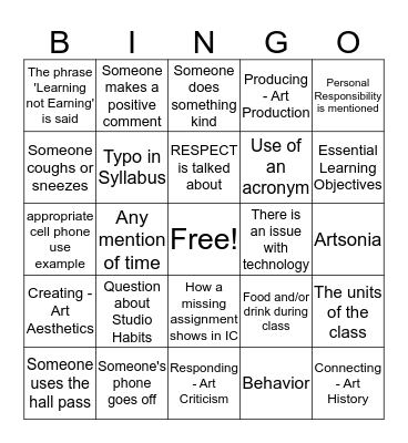 Syllabus Bingo Card