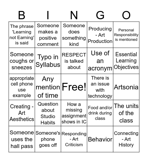 Syllabus Bingo Card