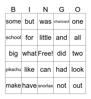 Sight Words 2 Bingo Card