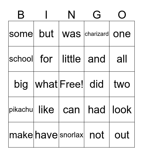 Sight Words 2 Bingo Card