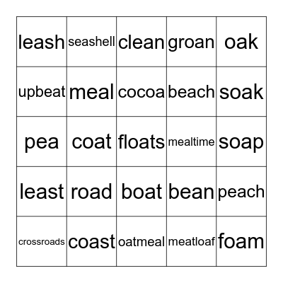 EA and OA Bingo Card