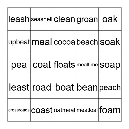 EA and OA Bingo Card
