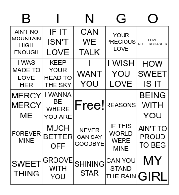 MOTOWN'S GREATEST Bingo Card