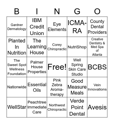 City of Marietta 2018 Health Fair Vendor Bingo Card