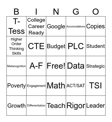 Portfolio Bingo Card