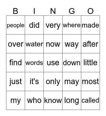 BINGO FUN :) Bingo Card