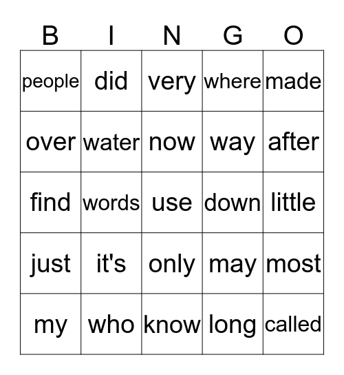 BINGO FUN :) Bingo Card