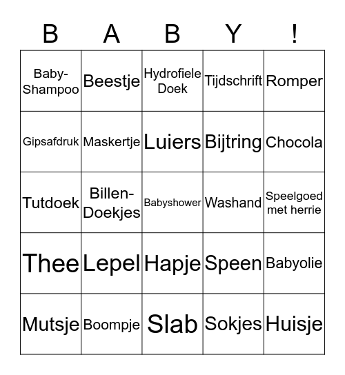 Melissa's Babyshower bingo Card